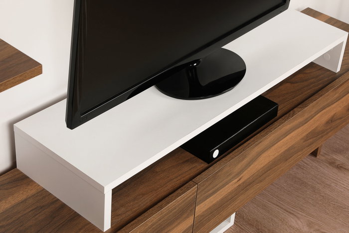 Hanah Home Nirvana Mueble de TV Blanco y Teca